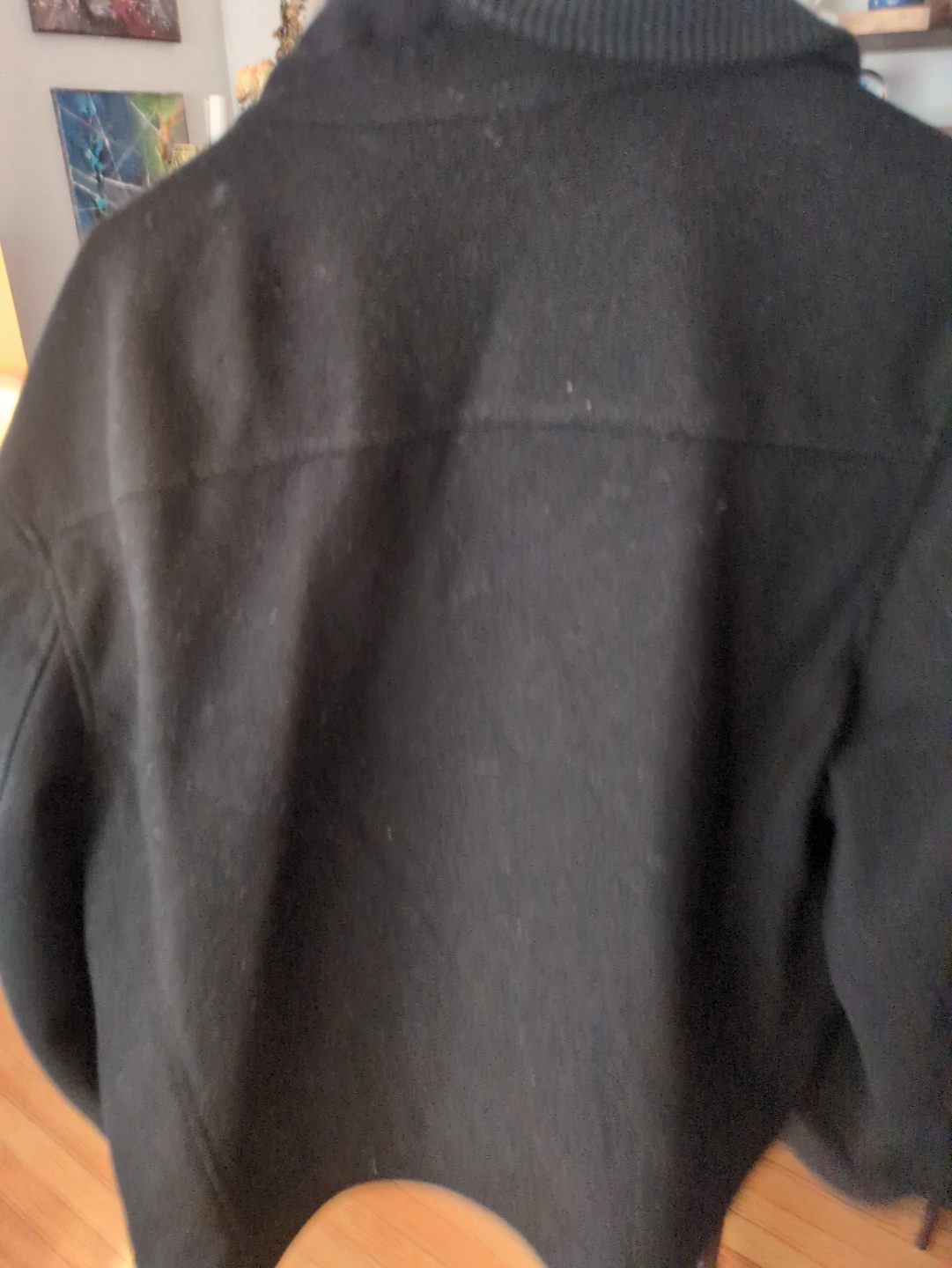 Express Men's Black Wool Blend Bomber Jacket - Size Large - photo 3