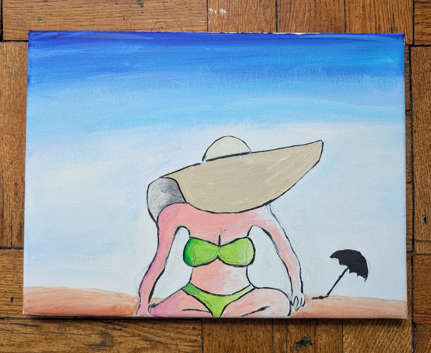 Original Painting of Woman at Beach