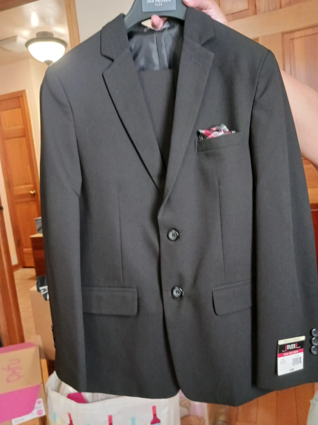 Van Heusen FLEX Black 2 Piece Suit Set Size 16