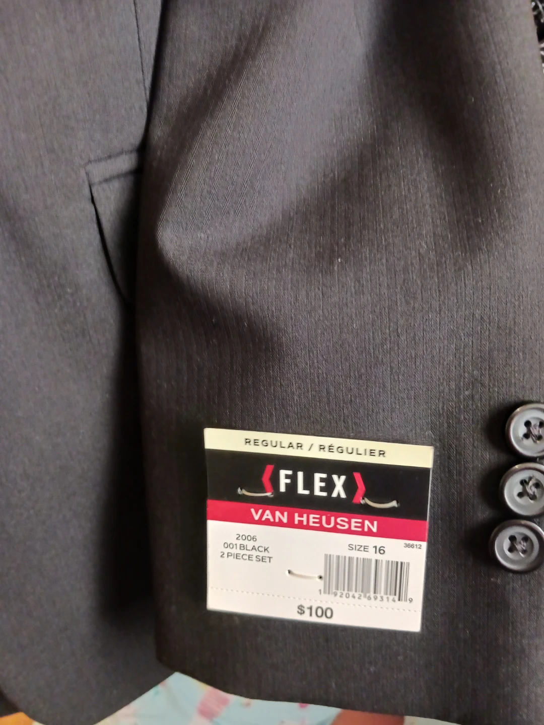 Van Heusen FLEX Black 2 Piece Suit Set Size 16 - photo 3