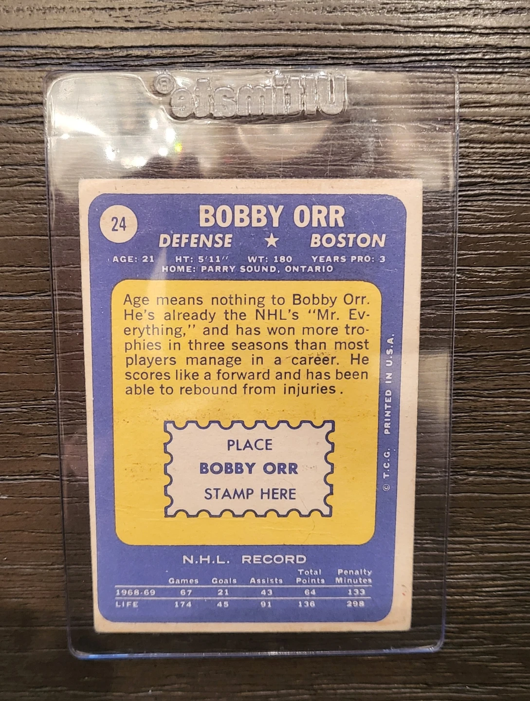 Vintage Bobby Orr 1969-70 Bruins Hockey Card - photo 2