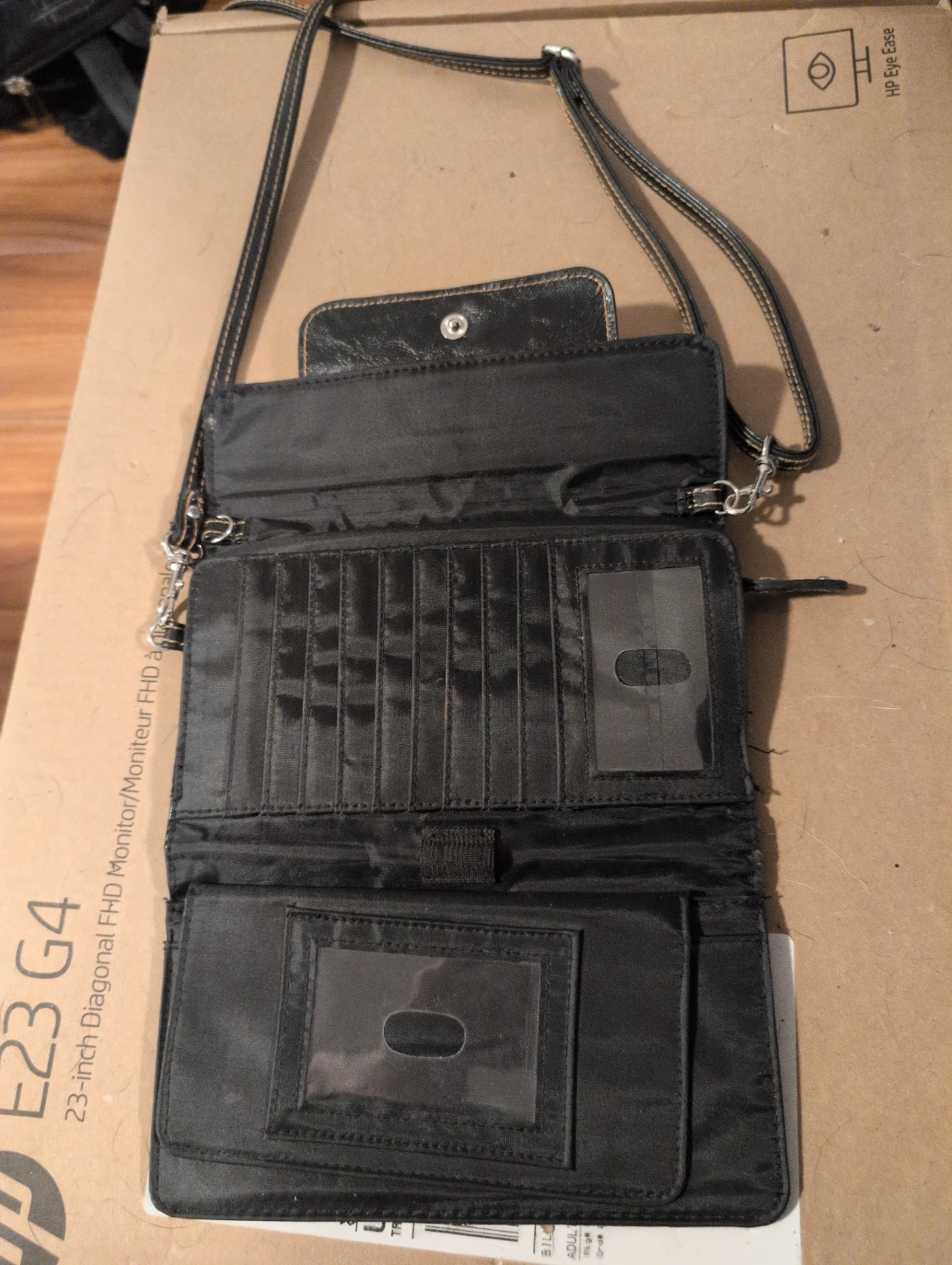Black Clutch Wallet with Shoulder Strap - photo 3