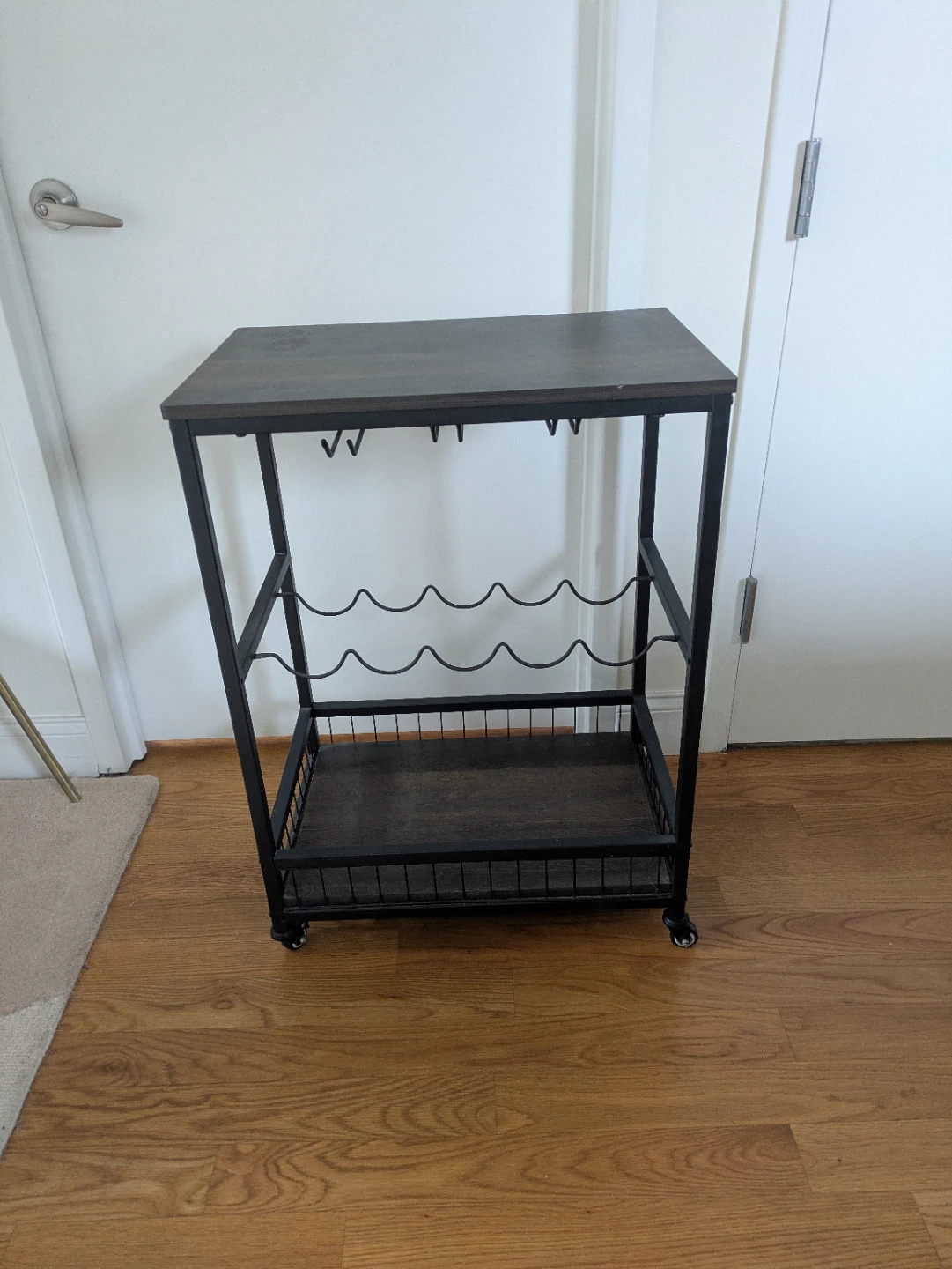 Rolling Bar Cart with Wine Rack and Glass Holder - photo 3