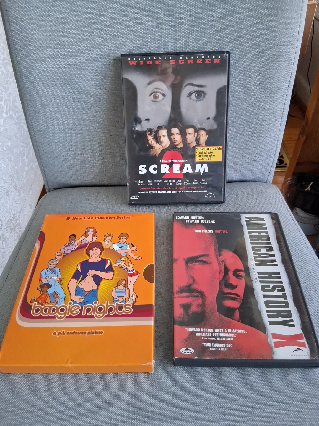 DVDs: Scream 2, American History X, Boogie Nights