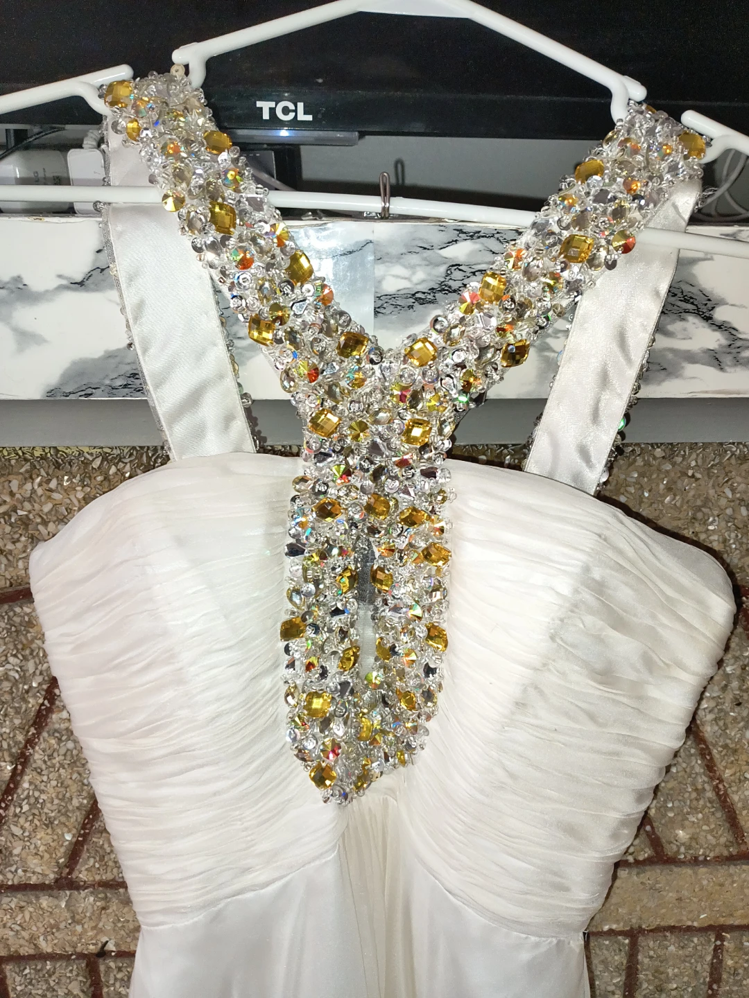 $35 Women's Sherrie Hill Sz. 4 Reg. Ivory 100% Silk Evening Gown