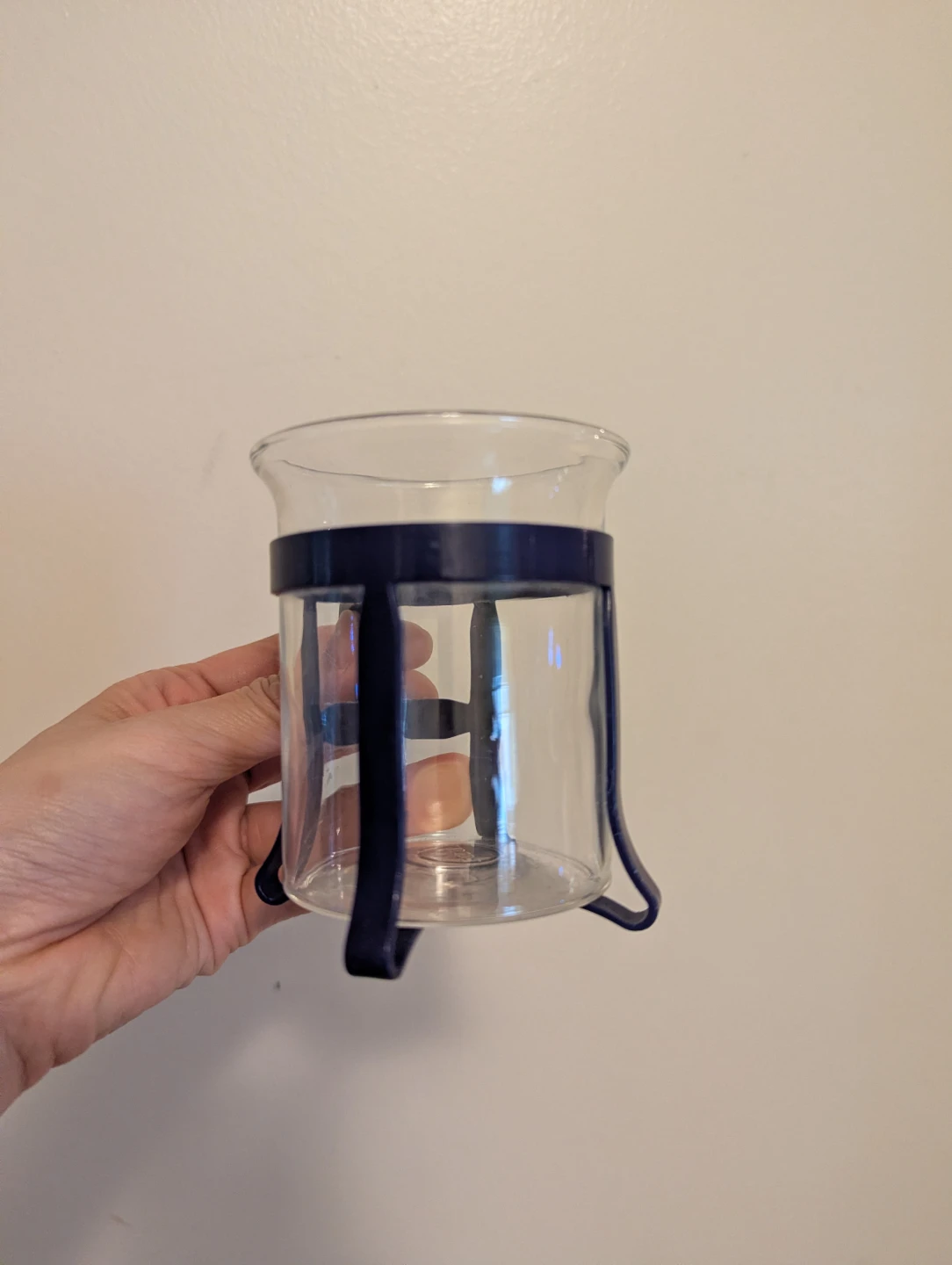 Bodum Glass Mug with Dark Blue Handle x2