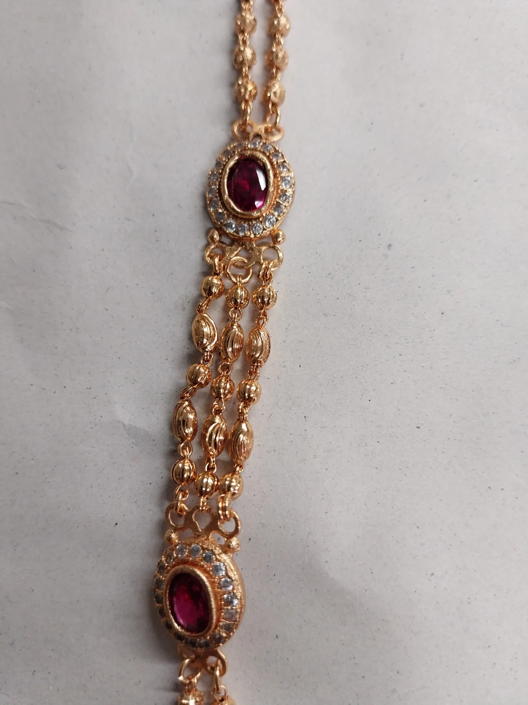 Gold Chain Necklace with Red Stones - photo 3