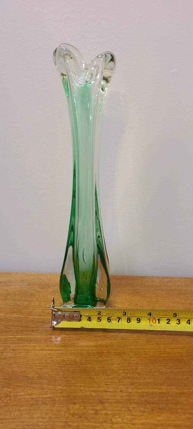 Vintage Green Glass Swirl Vase