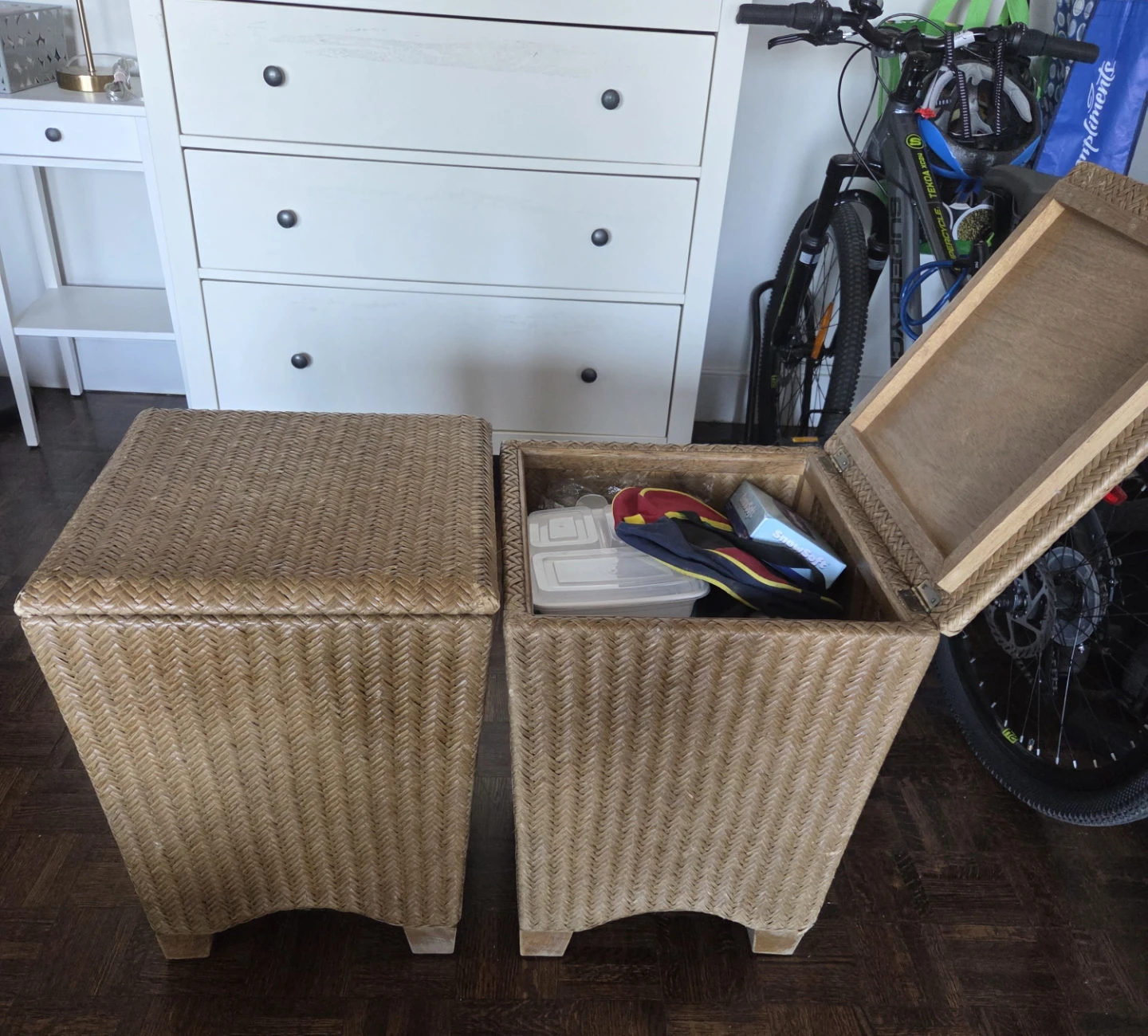 Wicker Storage Ottomans - Set of 2