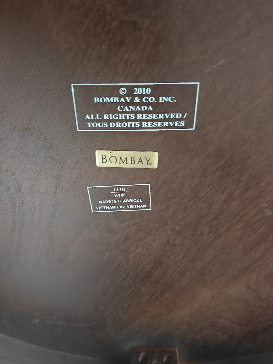 Round Solid Wood Side Table with wood inlay - photo 2