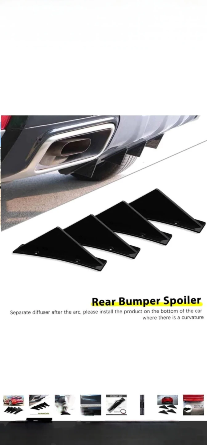 Black ABS Rear Bumper Spoilers (Set of 4) - photo 2