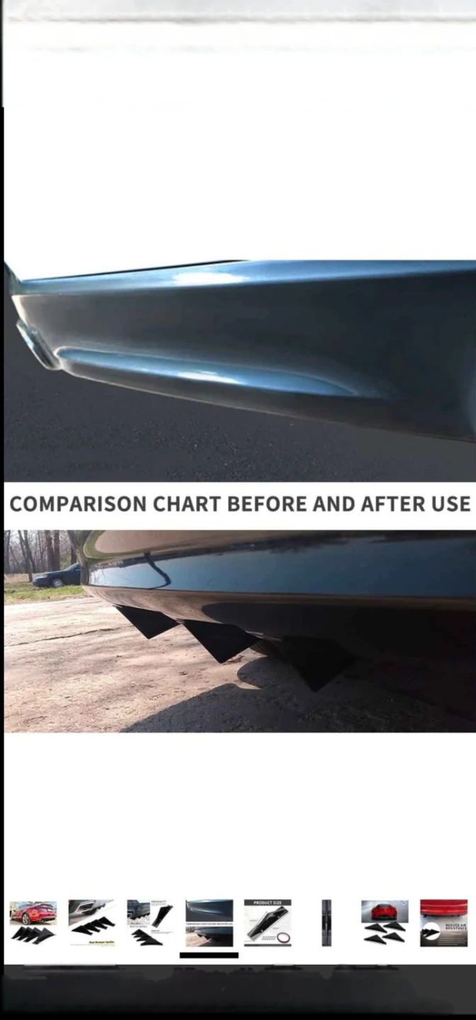 Black ABS Rear Bumper Spoilers (Set of 4) - photo 4