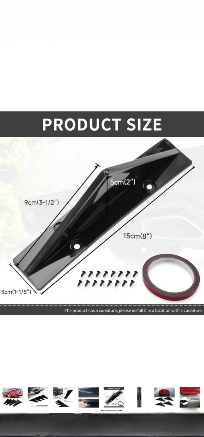 Black ABS Rear Bumper Spoilers (Set of 4) - photo 5
