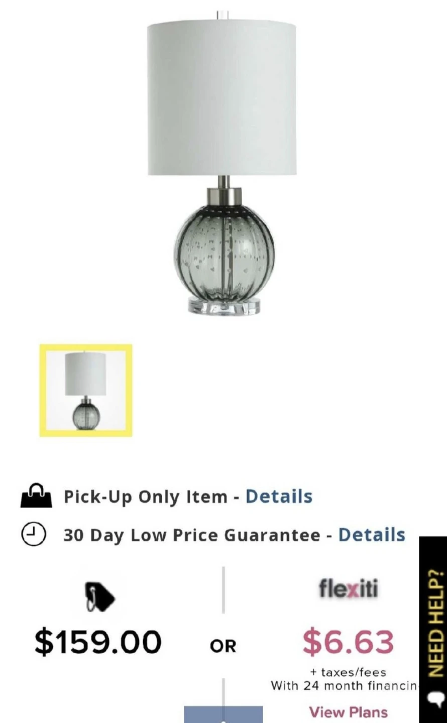 Murano 25" Table Lamp - Grey Glass