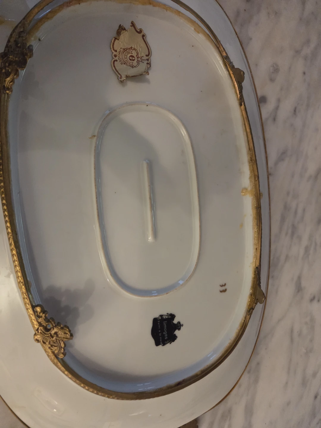 Vintage Floral Serving Tray with Gold Trim - photo 3