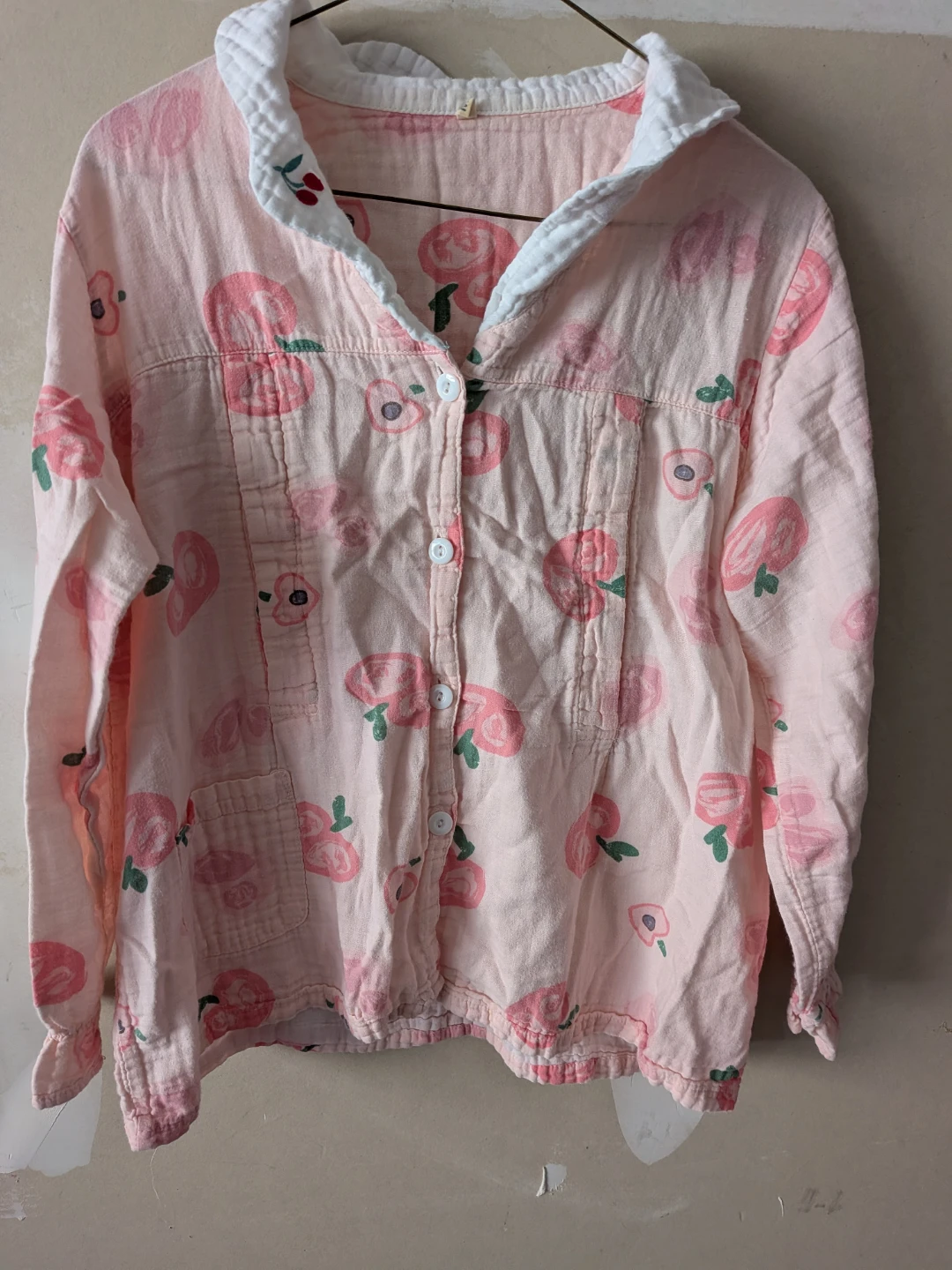 Pink Peach Print Pajama Top