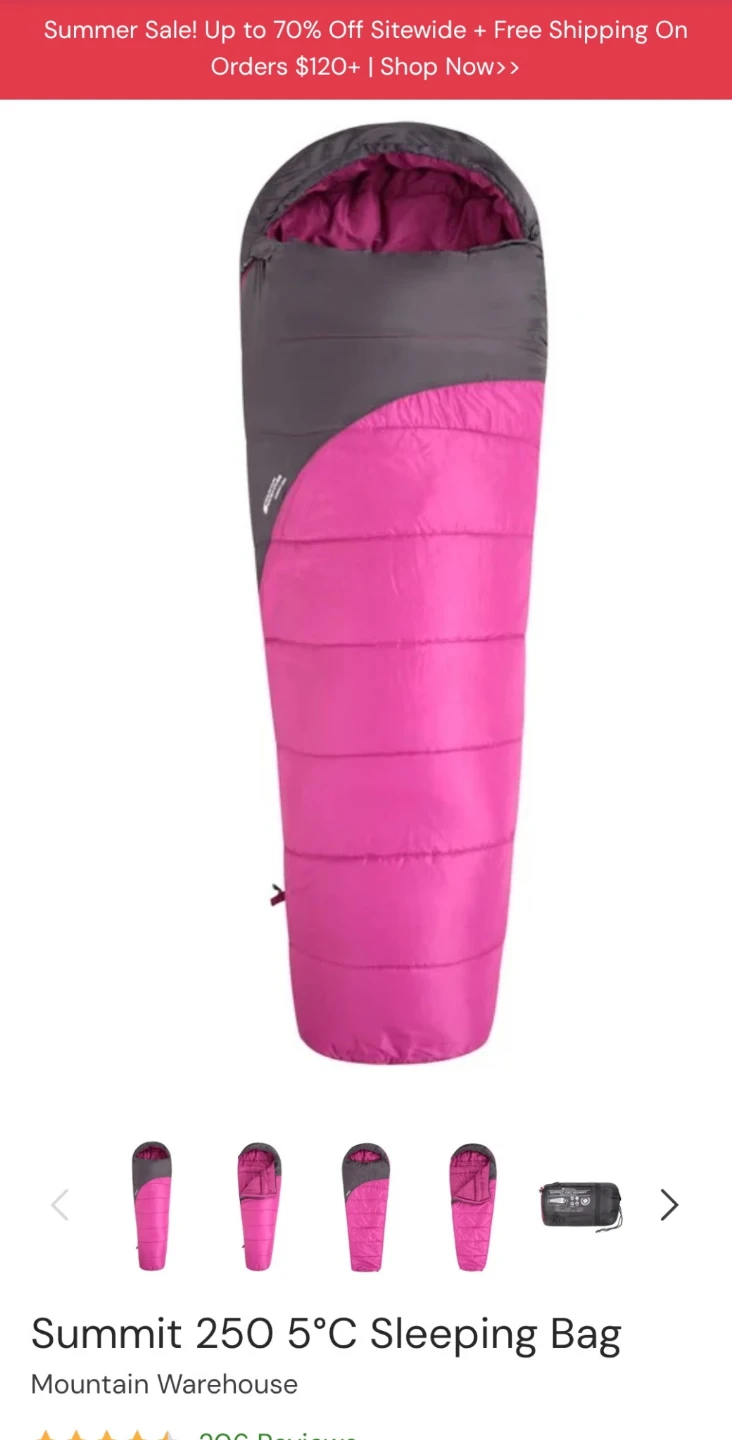 Mountain Warehouse Summit 250 Mummy Sleeping Bag - Regular - photo 4