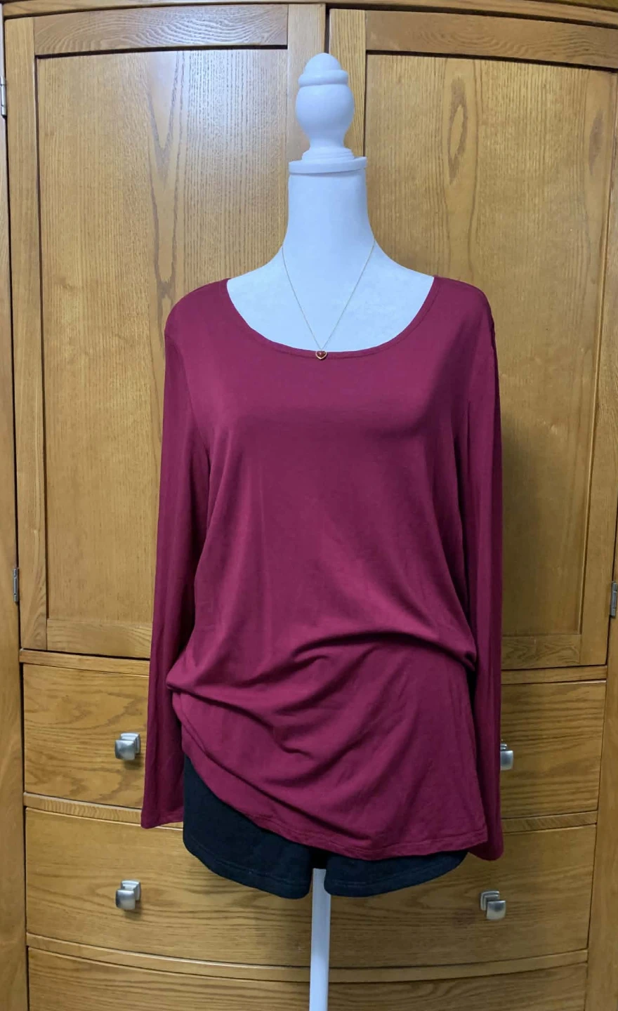 J by Jm Long Sleeve Top XL/TG Burgundy