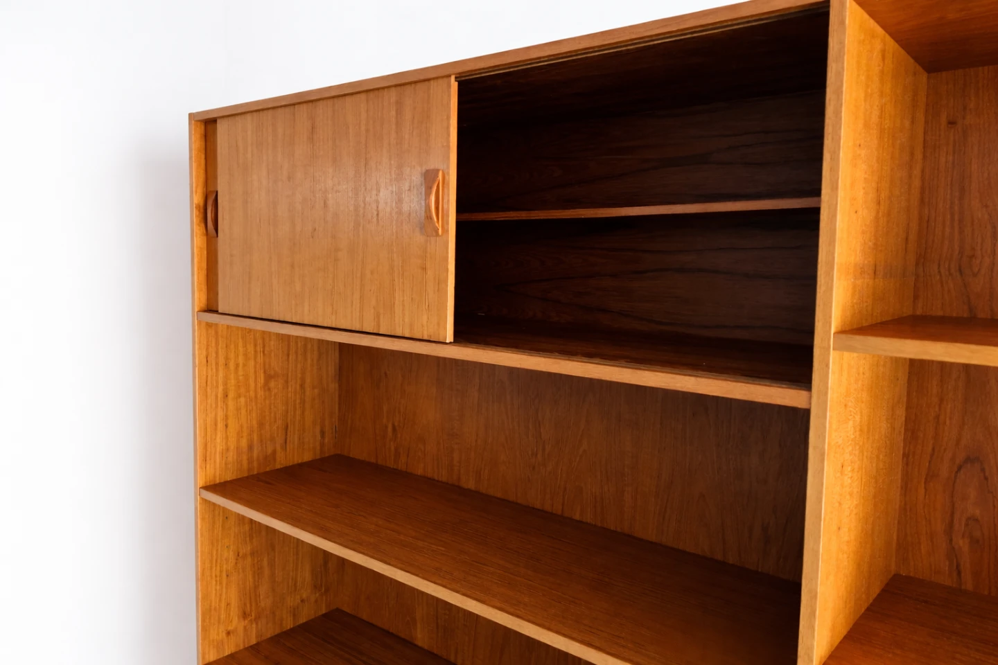 Mid-Century Teak Bookshelf with Drawers and Sliding Doors - photo 4