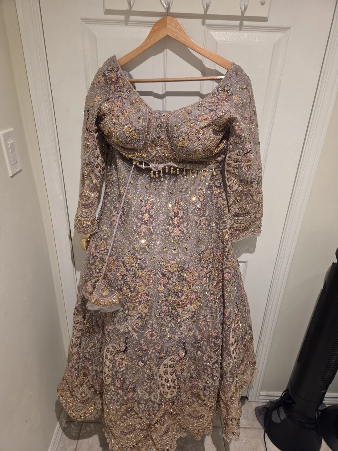 Lavendar Sequin Peacock Embellished Lehenga