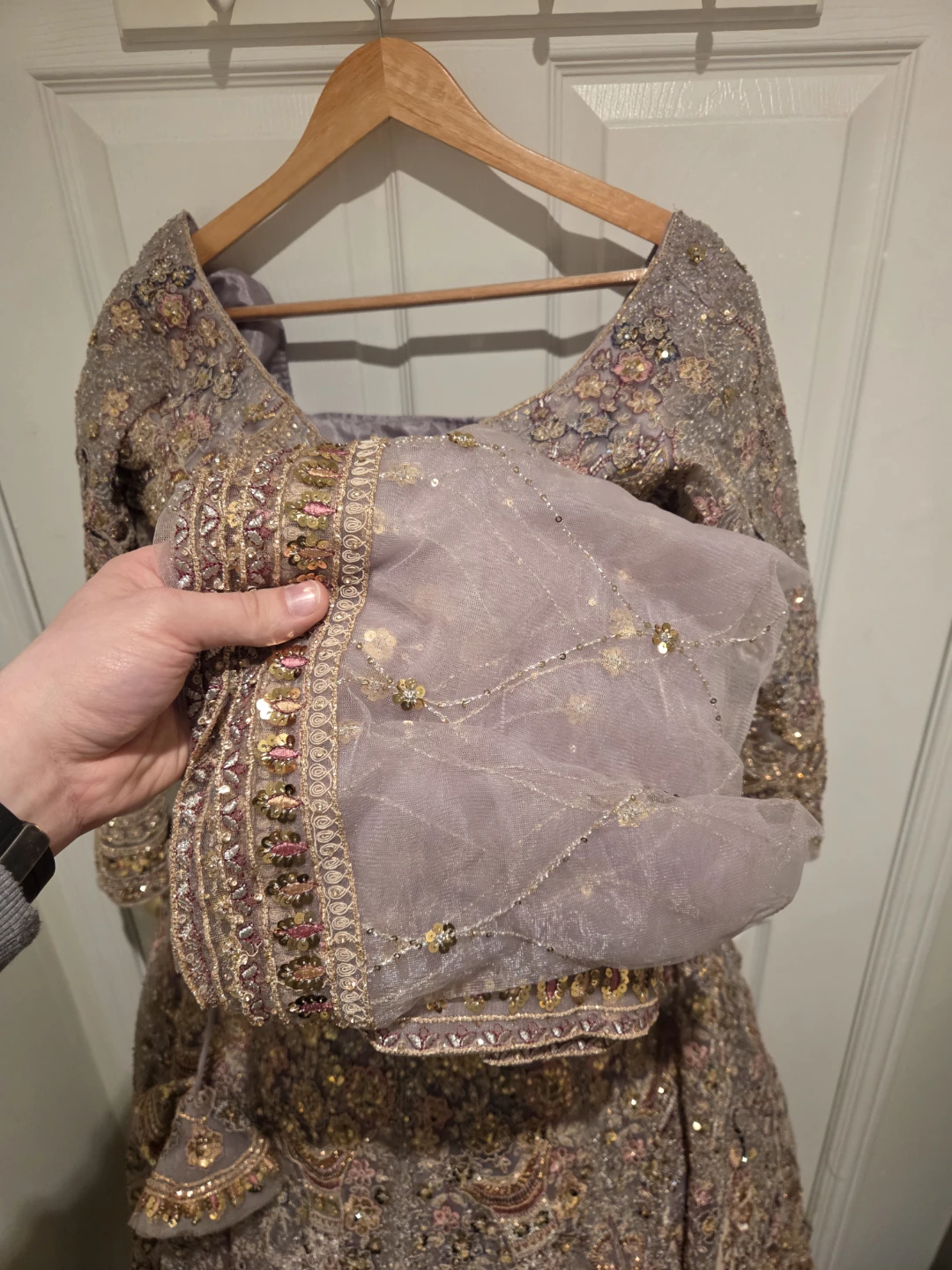 Lavendar Sequin Peacock Embellished Lehenga - photo 2