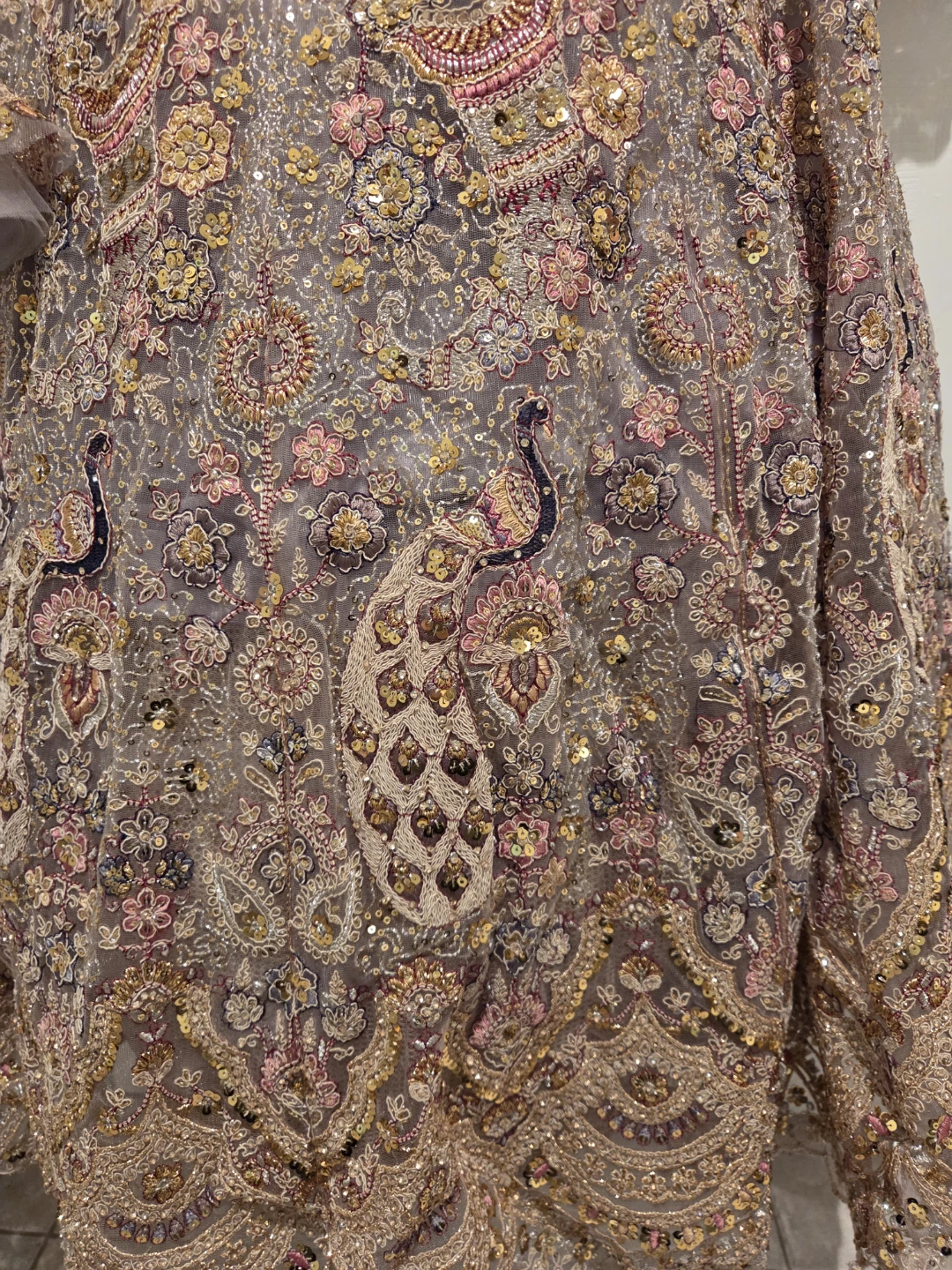 Lavendar Sequin Peacock Embellished Lehenga - photo 4