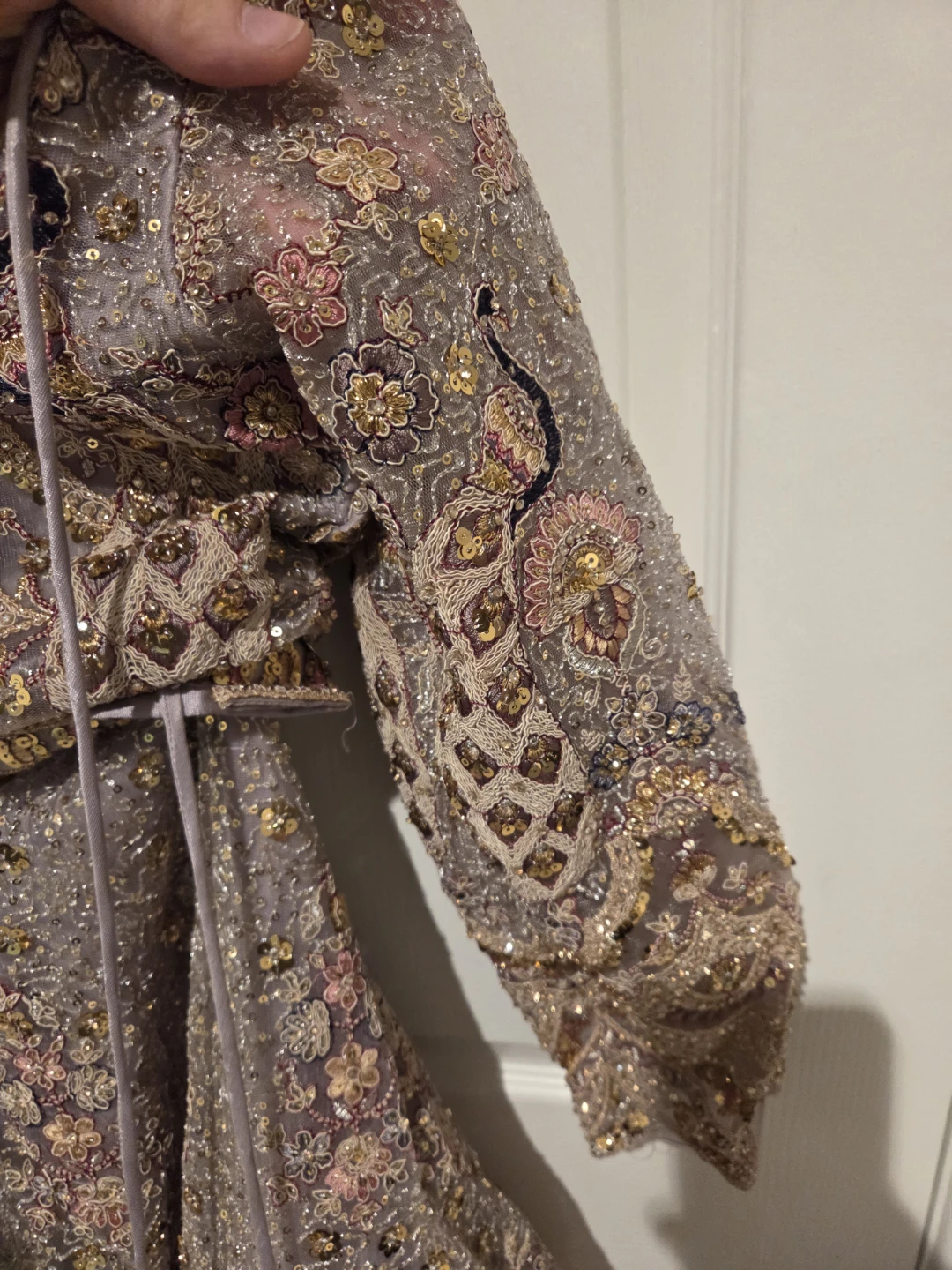 Lavendar Sequin Peacock Embellished Lehenga - photo 5