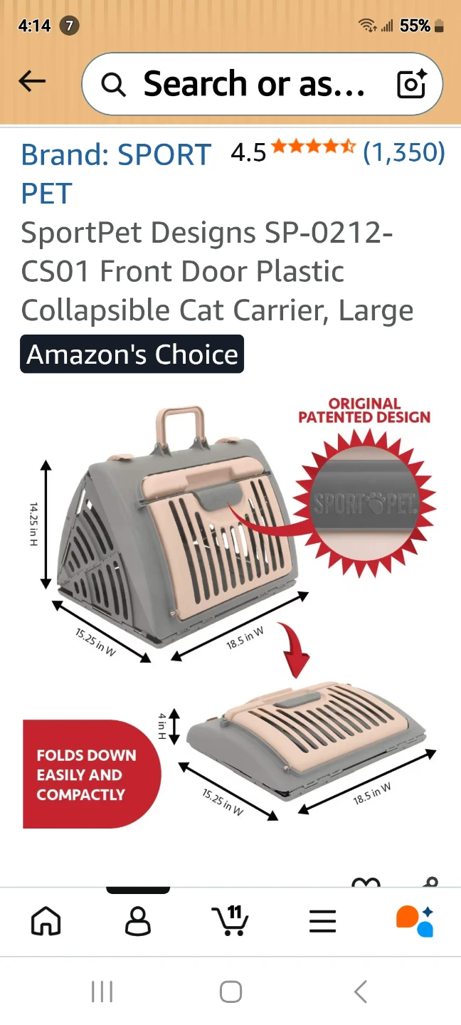 SportPet Designs Collapsible Plastic Cat Carrier - photo 2