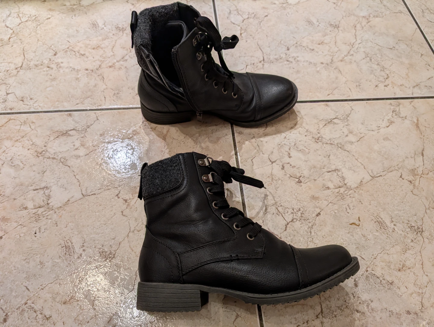 TAXI Black Lace-up Combat Boots - Size 36 - photo 2