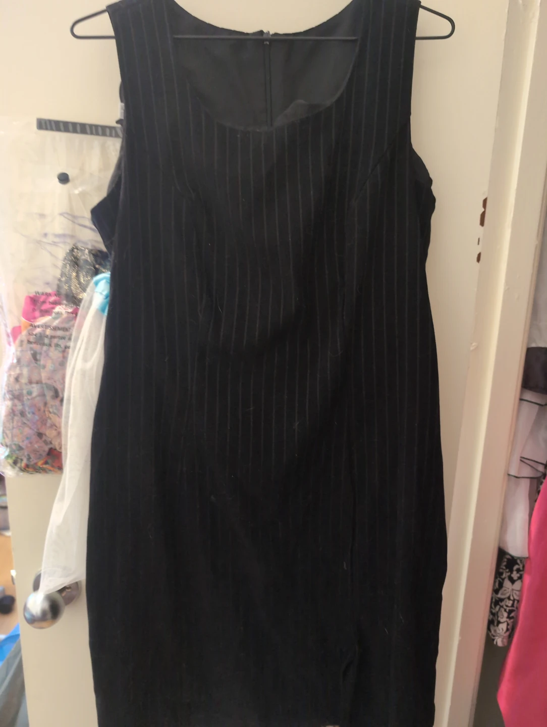 Black pinstripe sleeveless dress  size M