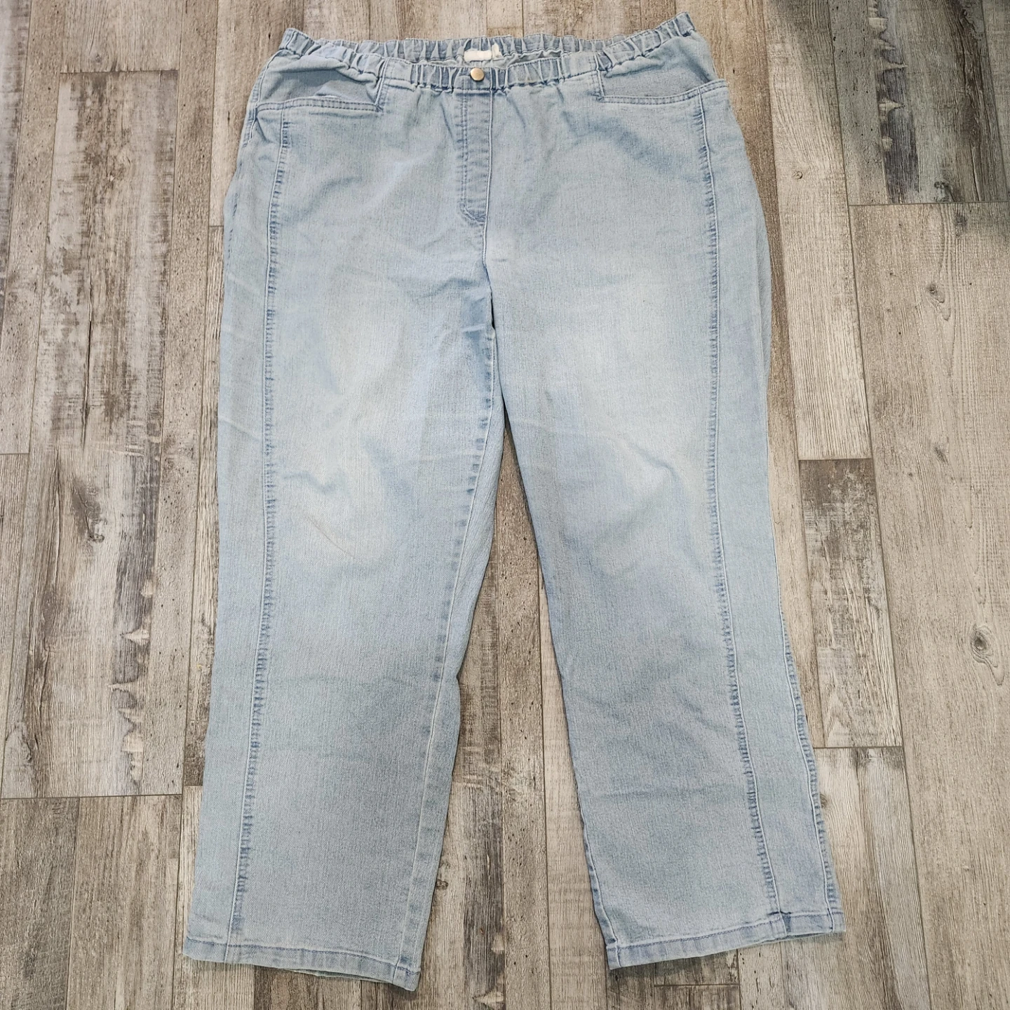 Women's Light Wash Denim Elastic Waist Pants Size Medium