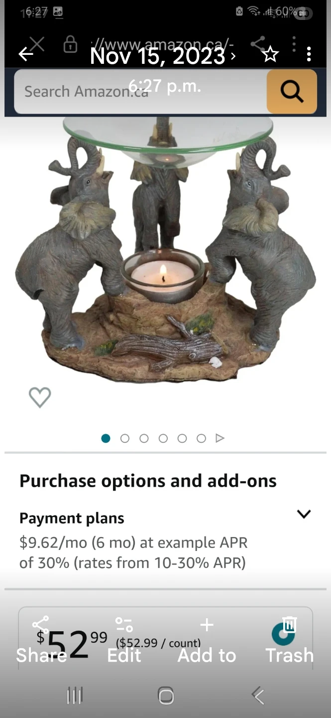 Elephant Design Oil Burner with Glass Dish. Fixed price. - photo 5