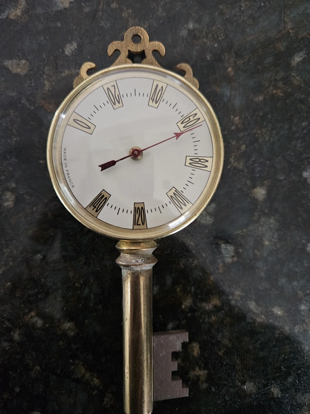Vintage brass Key Clock Thermometer
