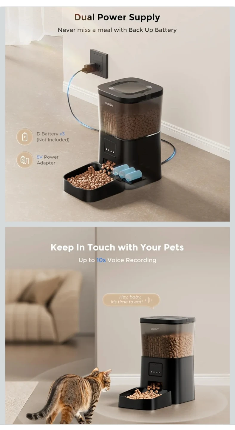 Espelho Automatic Cat Feeder WiFi - 4L Smart Pet Food Dispenser - photo 4