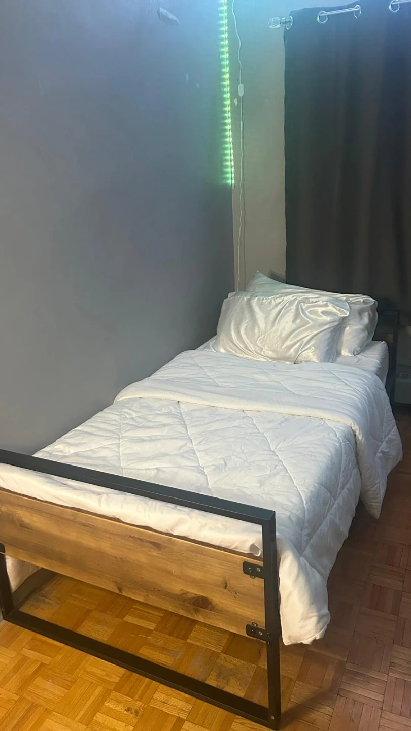 Twin Bed Frame with Wood Accents