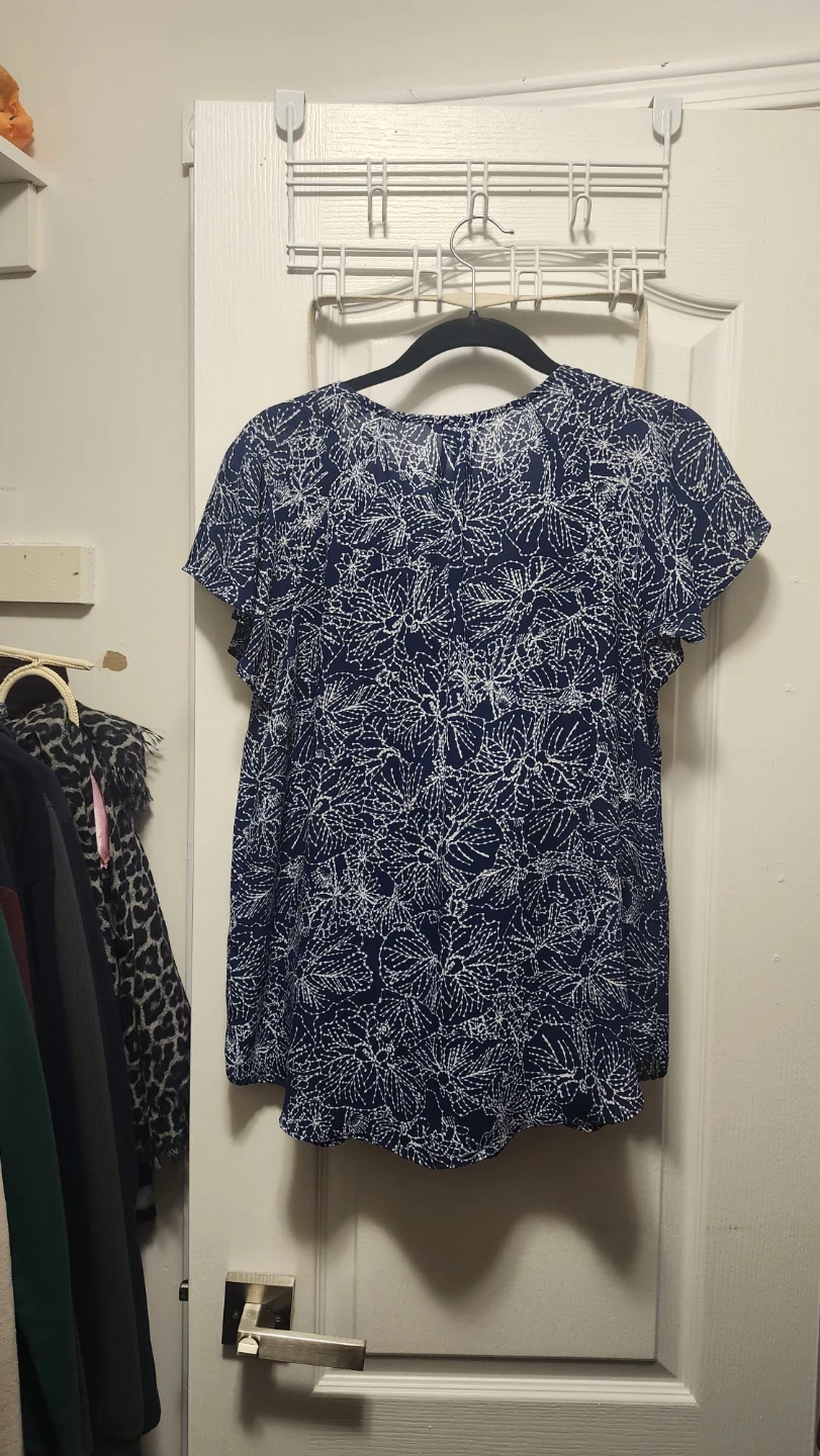 H&M Women's Blue Floral Print Blouse - Size 10 - photo 2
