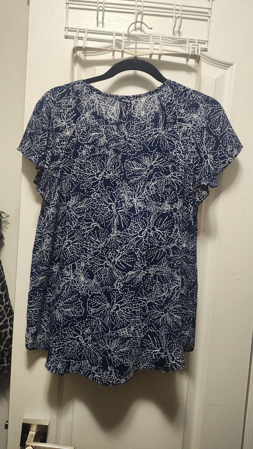 H&M Women's Blue Floral Print Blouse - Size 10 - photo 5