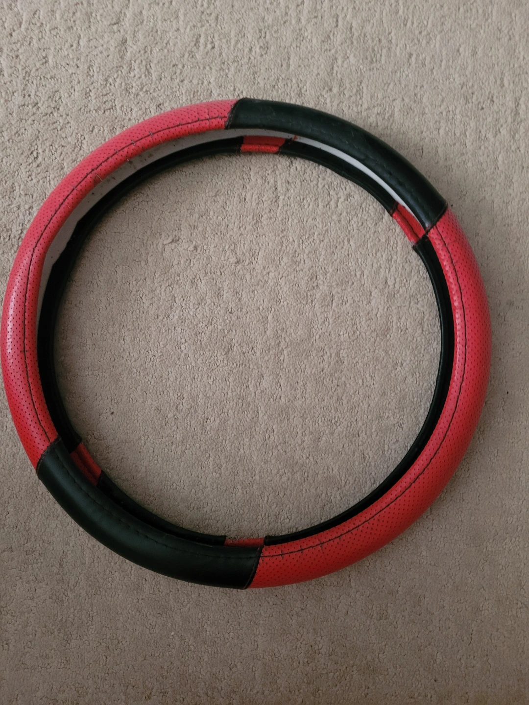 Red and Black Steering Wheel Cover - Damaged - photo 2
