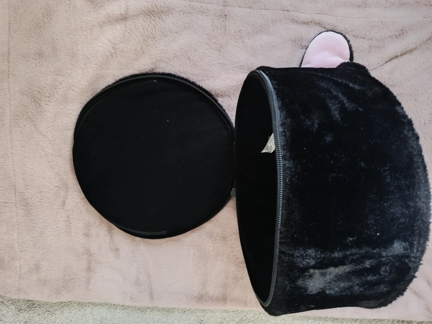 Black Bunny Plush Round Bag