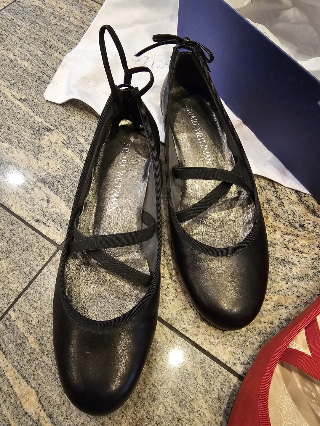 Stuart Weitzman Ballet Flats - Black & Red size 6.5 - photo 3