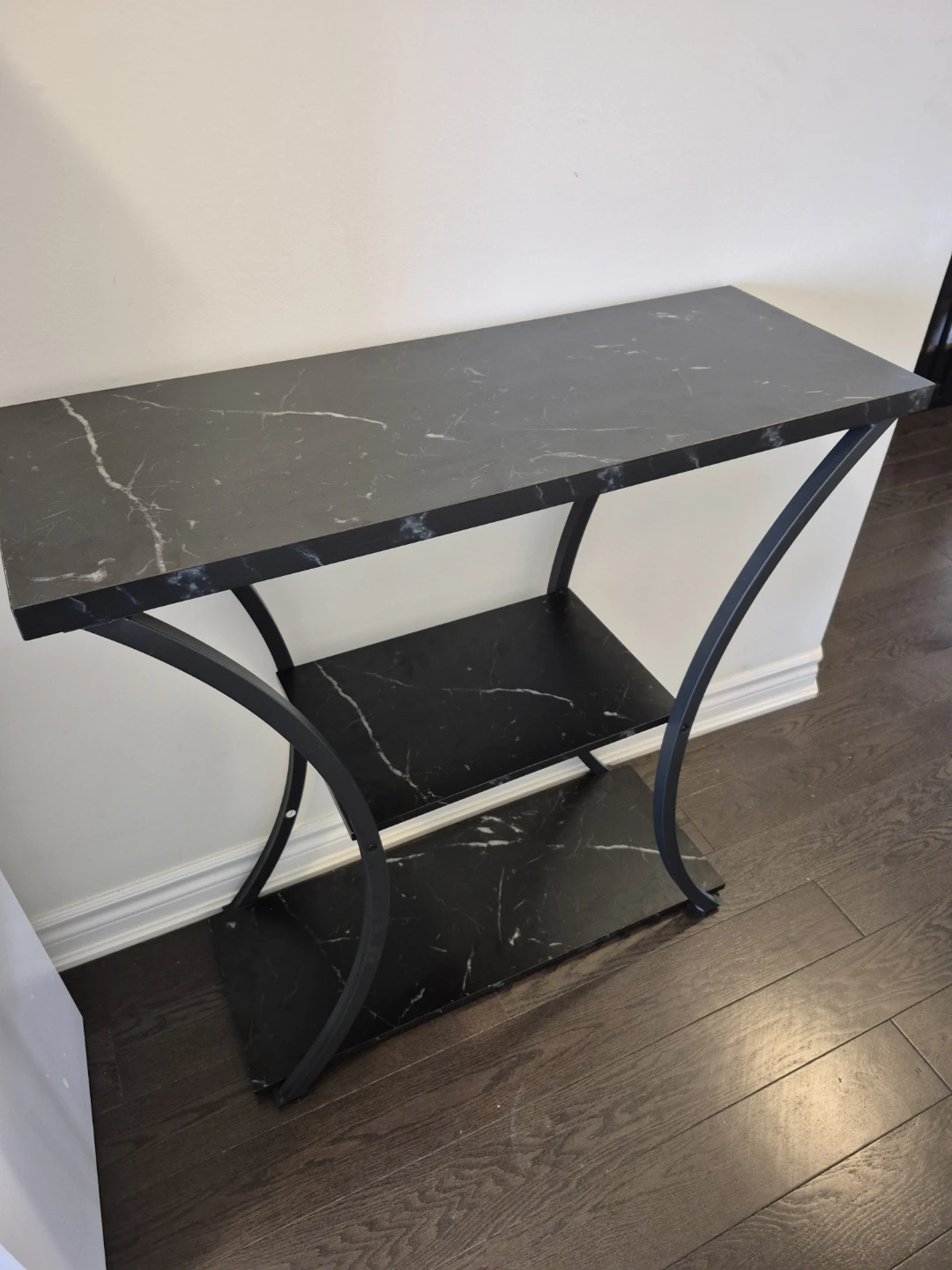 Black Marble Look Console Table 3 Tier - photo 2