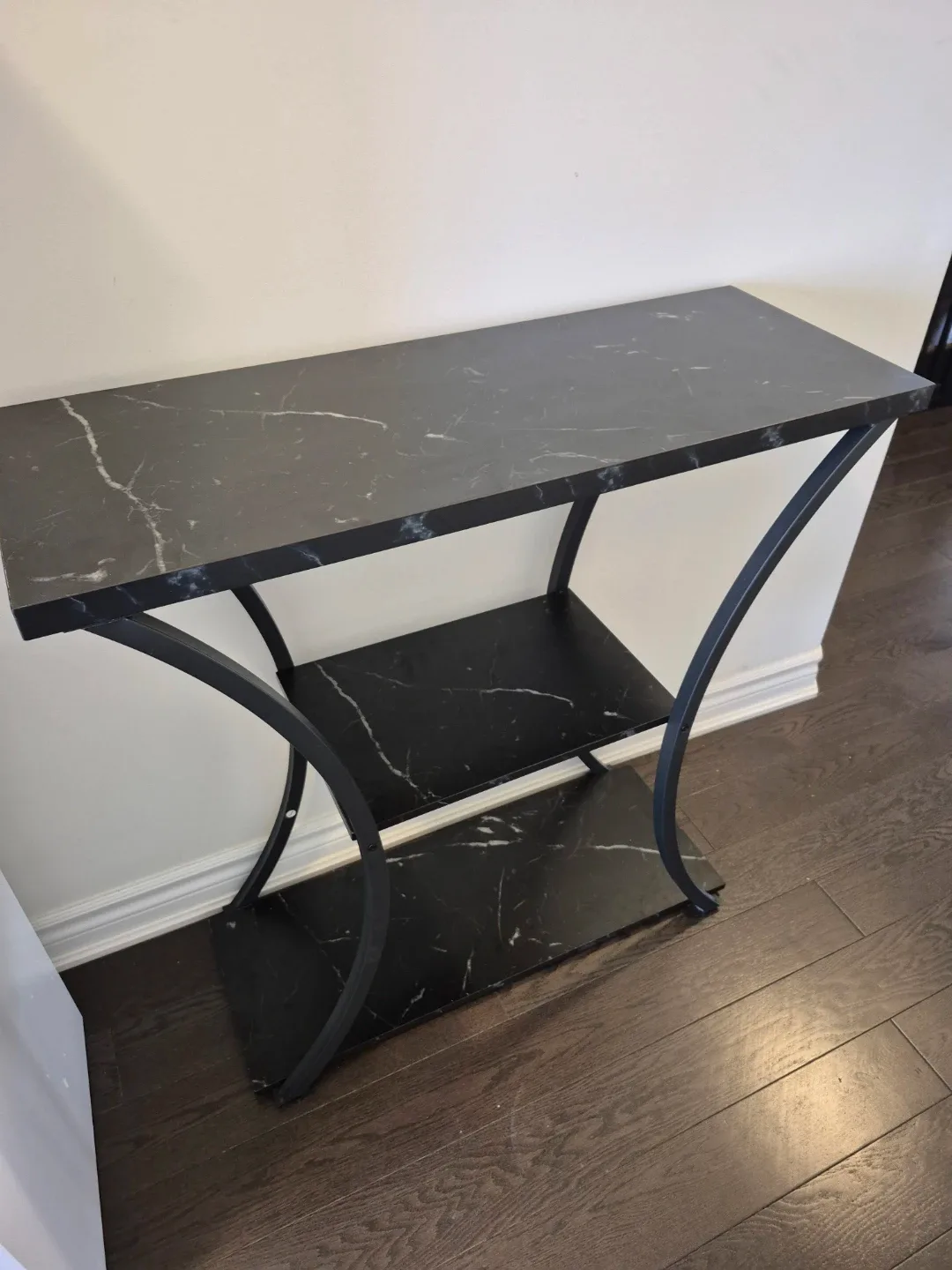 Black Marble Look Console Table 3 Tier - photo 2