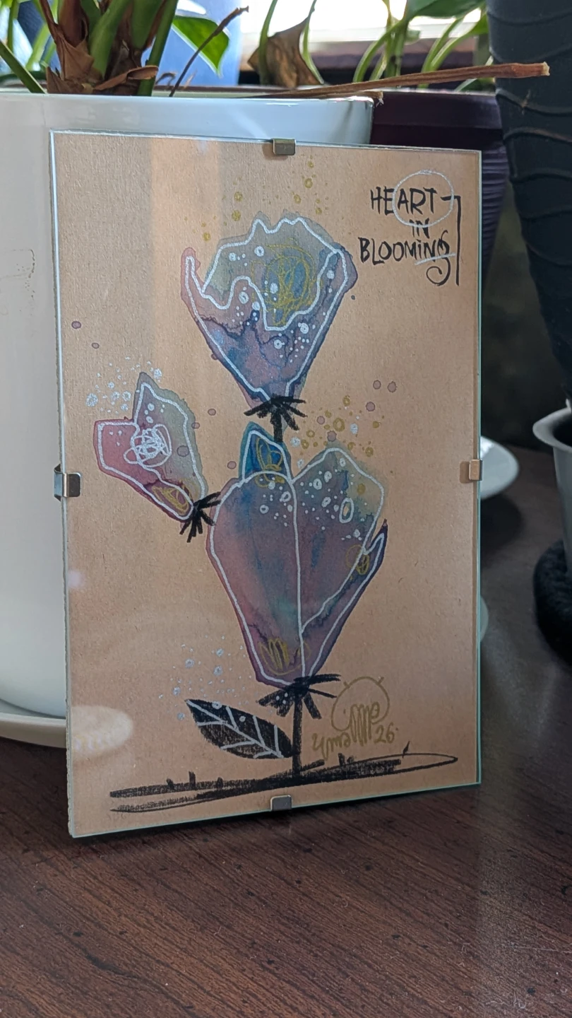 Original "Heart in Blooming" Framed Artwork - photo 2