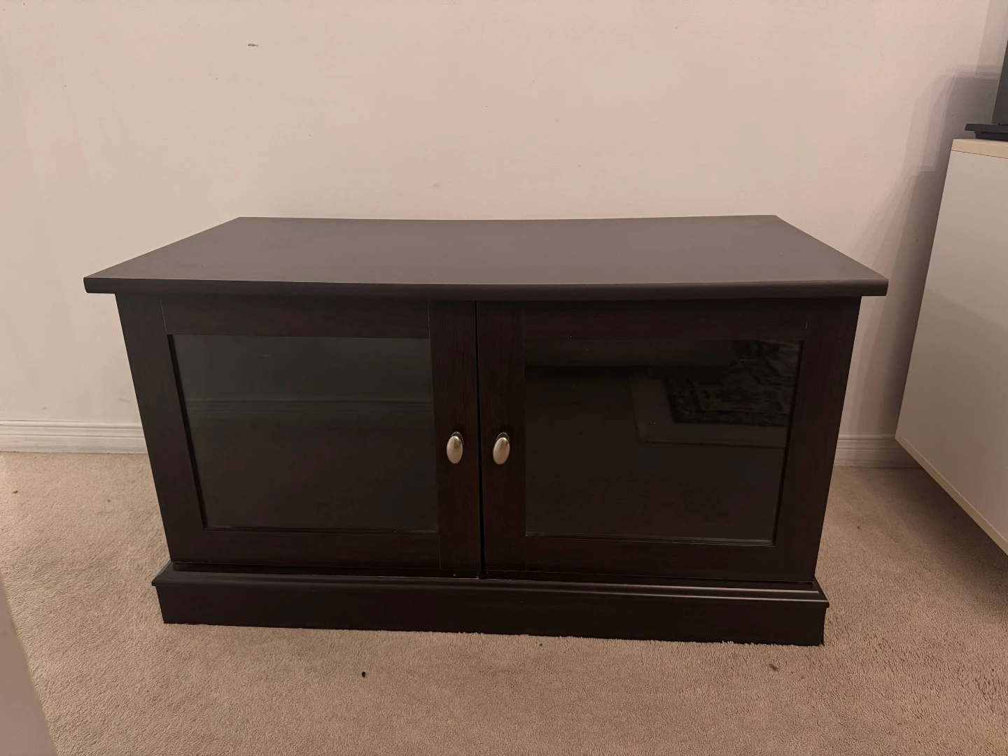 Dark Brown TV Stand with Glass Doors - photo 3