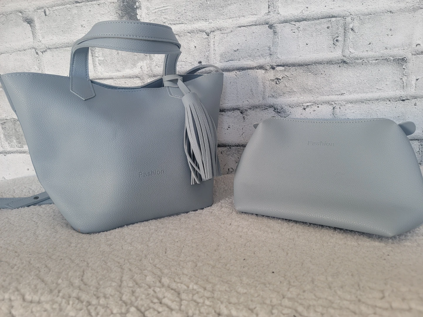 Grey Fashion Tote Bag with Pouch - photo 2