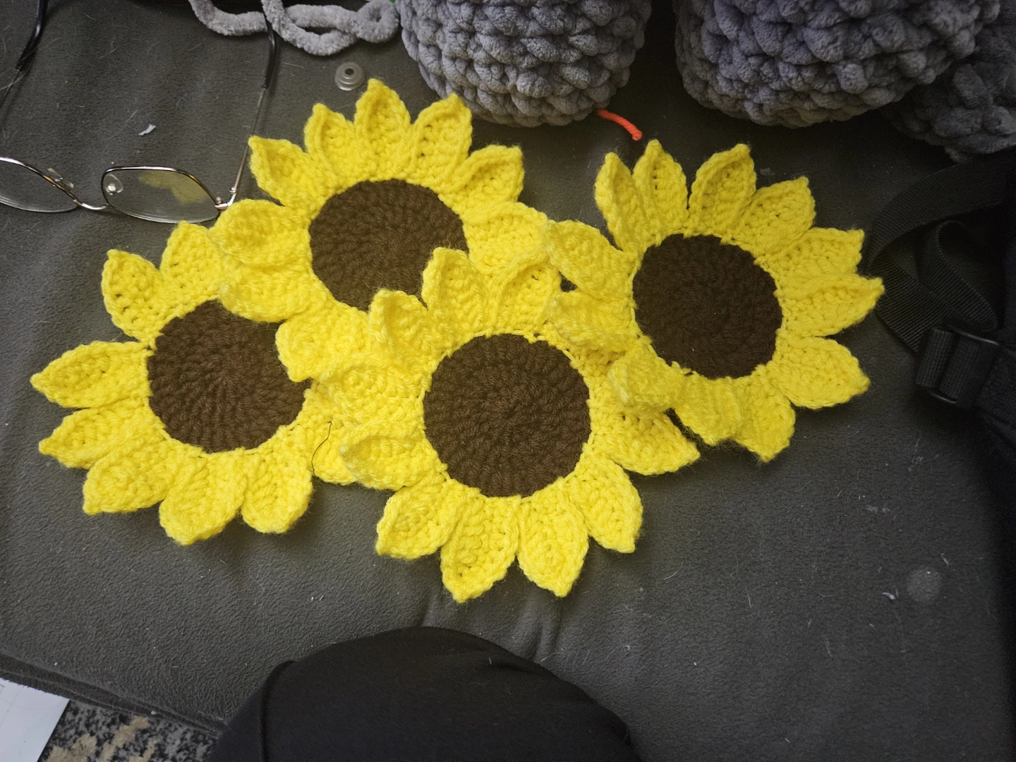 Handmade Crochet Sunflower Coasters (Set of 4) - photo 2