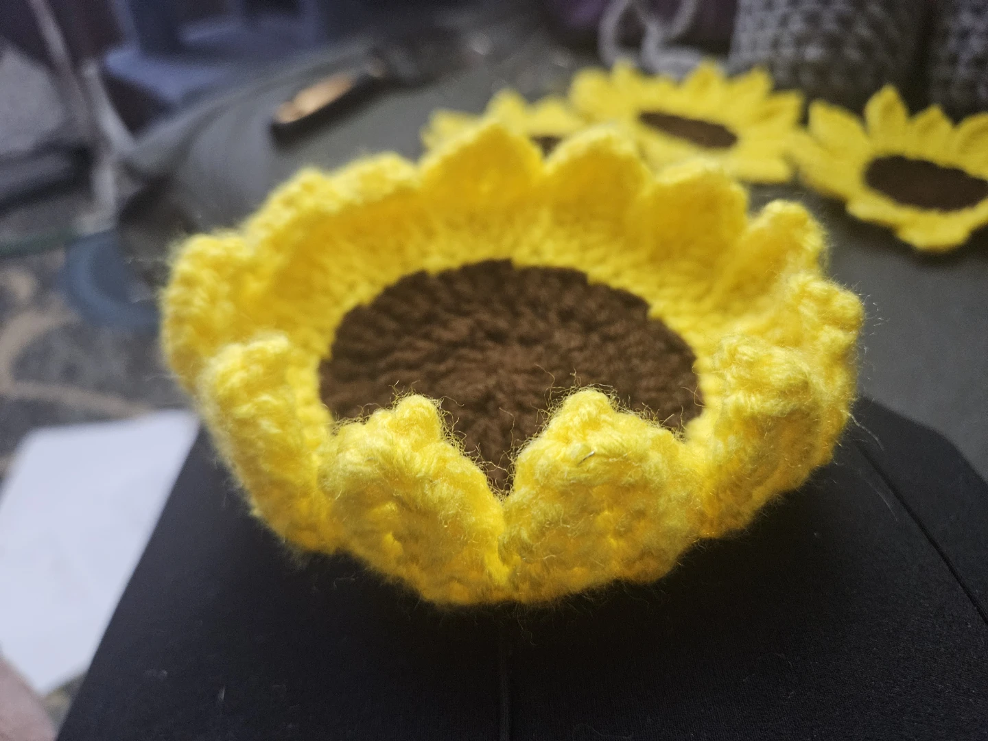 Handmade Crochet Sunflower Coasters (Set of 4) - photo 3