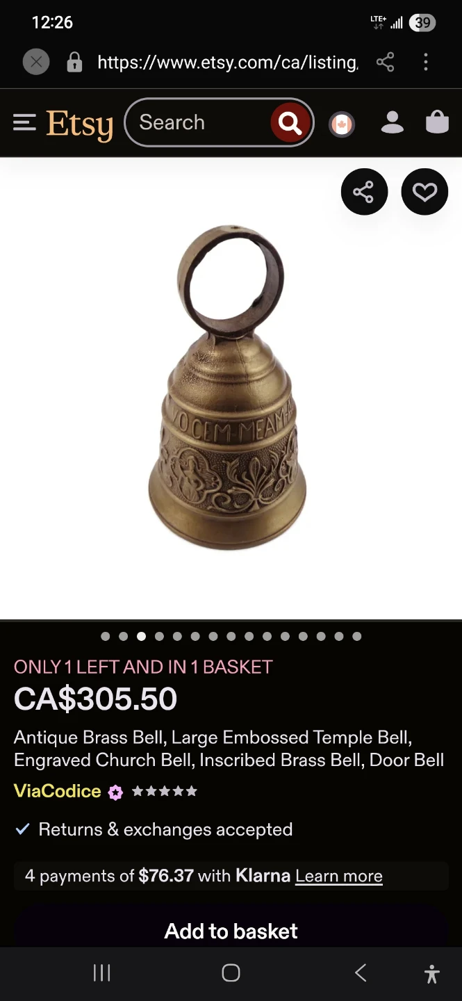 Antique Brass Embossed Church Bell