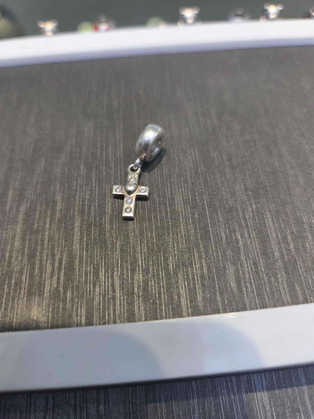 Pandora Sterling Silver Cross Charm with Crystals