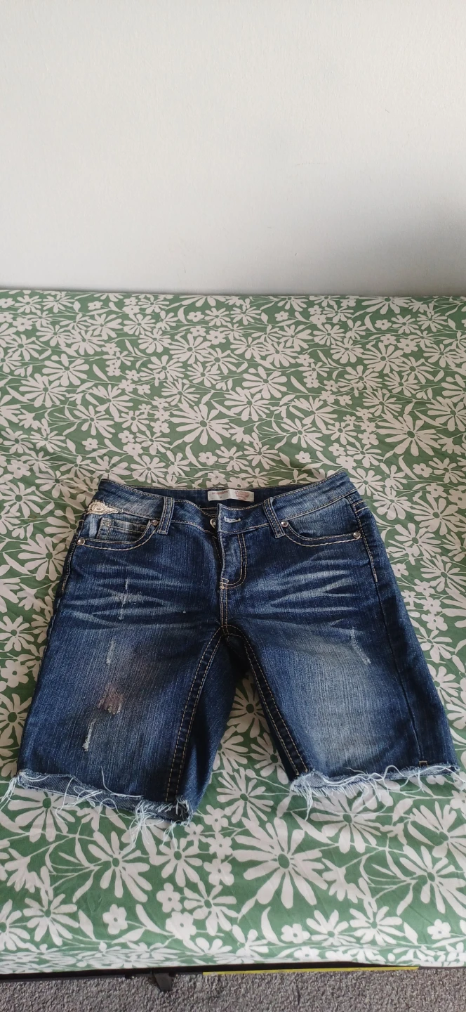 Blue Distressed Denim Cutoff Shorts